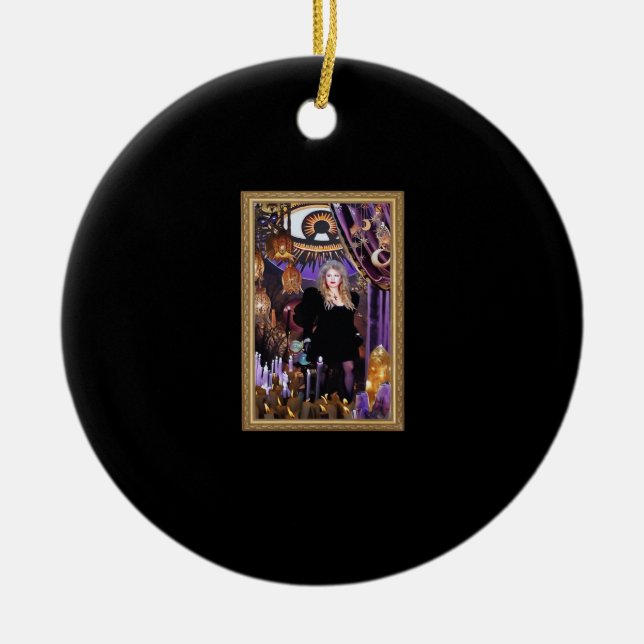 Witchy Whimsigoth Stevie Collage Ceramic Ornament (Front)