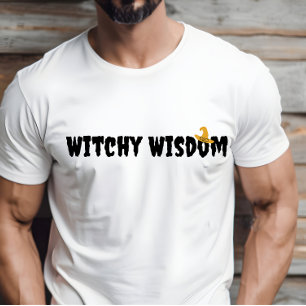 Witchy Wisdom halloween hat black typography T-Shirt