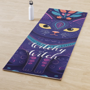 Witchy Witch Cute Floral Cat / Mid Century Boho St Yoga Mat