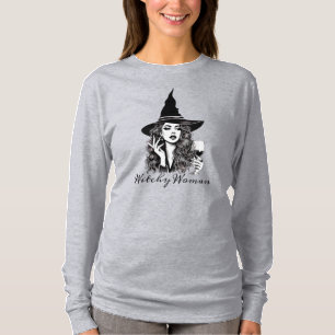 Witchy Woman, Black Elegant Witch holding Wine T-Shirt