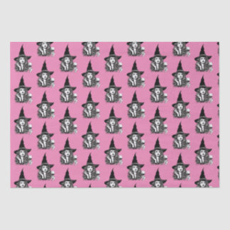 Witchy Woman, Black Elegant Witch holding Wine Tissue Paper