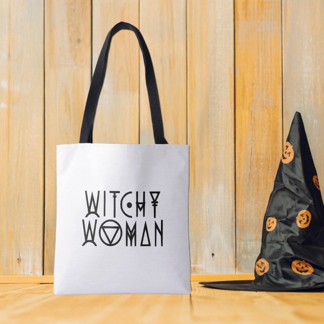 Witchy Woman Cute Black Witch Halloween Tote Bag (Creator Uploaded)