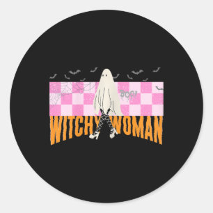 Witchy Woman Funny Halloween Costume Spooky Femini Classic Round Sticker