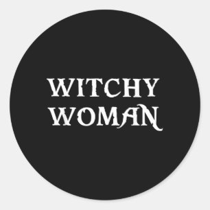 Witchy Woman Halloween Witch Funny Classic Round Sticker