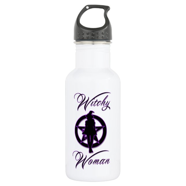 Witchy woman silhouette with pentacle 532 ml water bottle (Front)