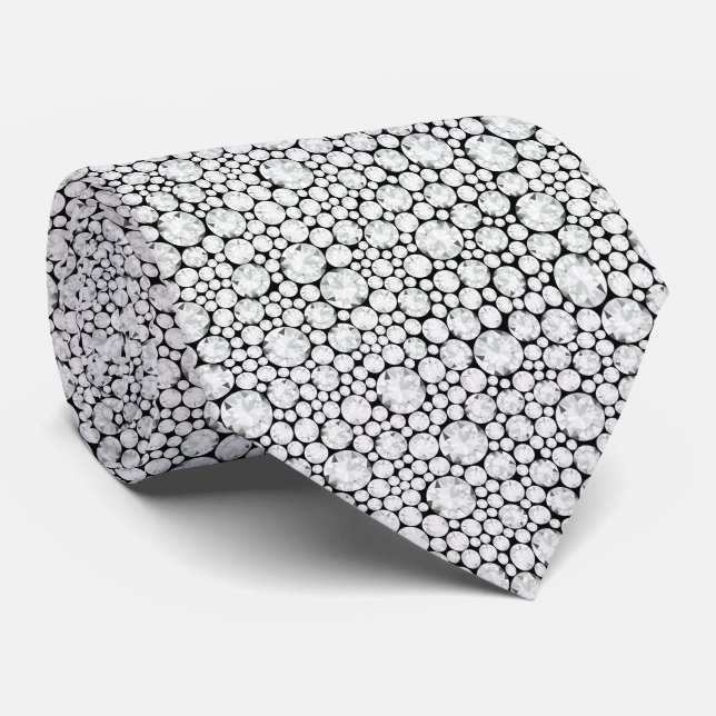 Wite diamonds seamless pattern tie (Rolled)