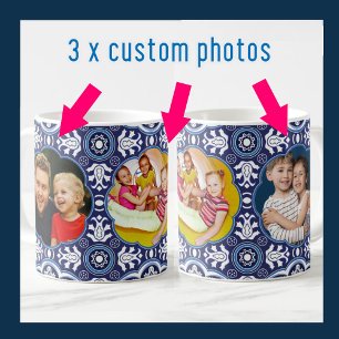 With 3 pictures and text, Mediterranean Azulejos Coffee Mug