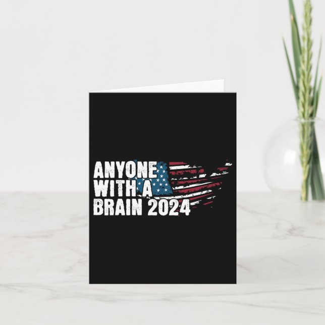 With A Brain 2024 Election Humour Tee  Card (Front)