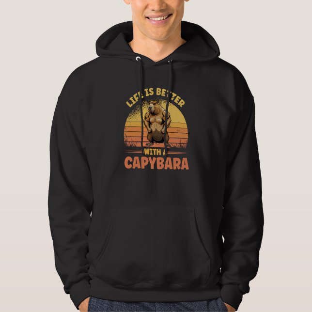 With A Capybara Cute Bodybuilder Rodent Hoodie (Front)