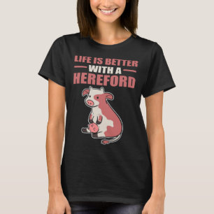 with a Hereford Cow  Farmer T-Shirt