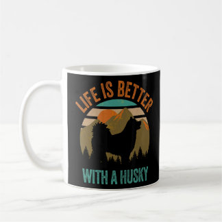 With A Husky Vintage Mountains Dog  Coffee Mug