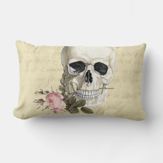 With a rose between my teeth lumbar pillow (Front)