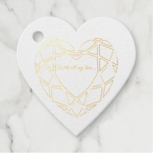 With All My Love Foil Heart Favour Tags