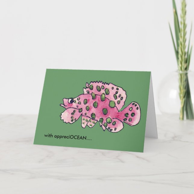 With appreciOCEAN cod cartoon fish thank you card (Front)