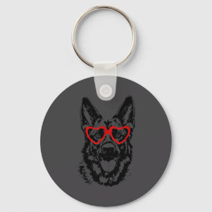 With Art Valentine's Day German Shepherd Heart Keychain
