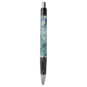 With & Blue Tint Marble Print Pen
