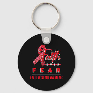 WITH BRAIN ANEURYSM AWARENESS FAITH ALWAYS OVERS F KEYCHAIN
