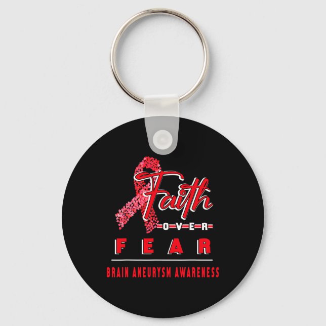 WITH BRAIN ANEURYSM AWARENESS FAITH ALWAYS OVERS F KEYCHAIN (Front)