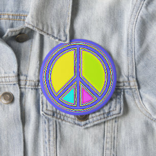 With Colours Filled PEACE Sign 1 4 Inch Round Button