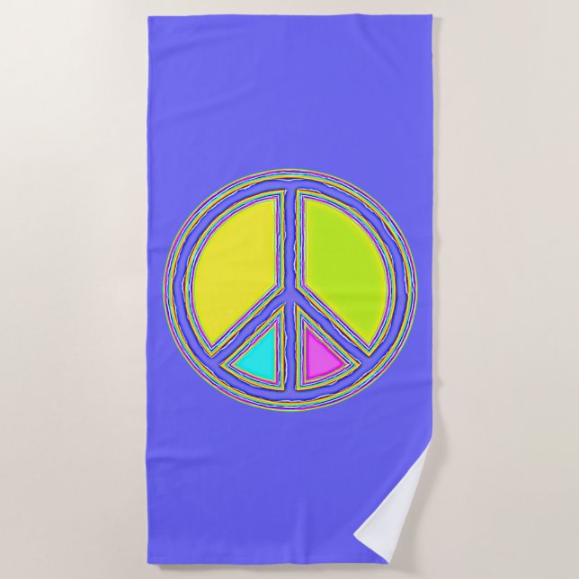 With Colours Filled PEACE Sign 1 Beach Towel (Front)