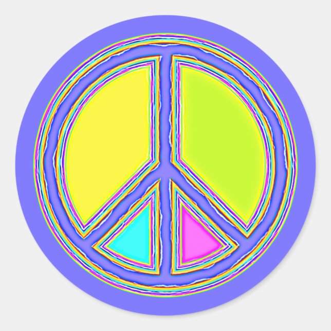 With Colours Filled PEACE Sign 1 Classic Round Sticker (Front)