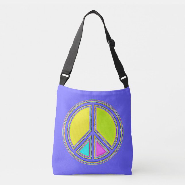 With Colours Filled PEACE Sign 1 Crossbody Bag (Front)