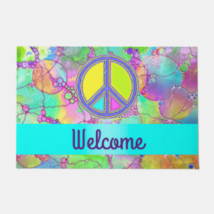 With Colours Filled PEACE Sign 1 Doormat