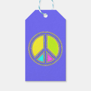 With Colours Filled PEACE Sign 1 Gift Tags