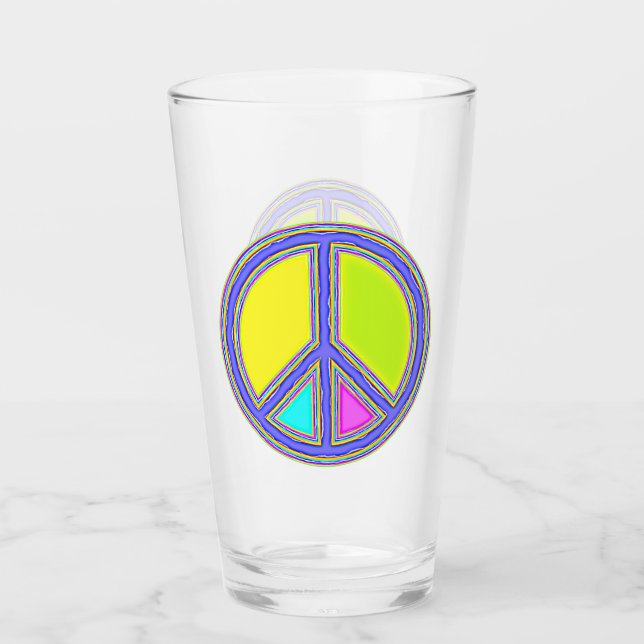 With Colours Filled PEACE Sign 1 Glass (Front)