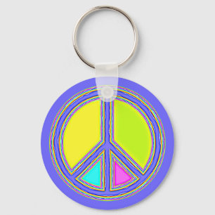 With Colours Filled PEACE Sign 1 Keychain