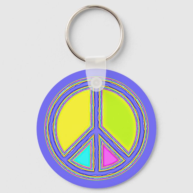 With Colours Filled PEACE Sign 1 Keychain (Front)