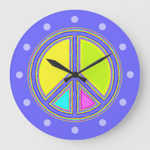 With Colours Filled PEACE Sign 1 Large Clock