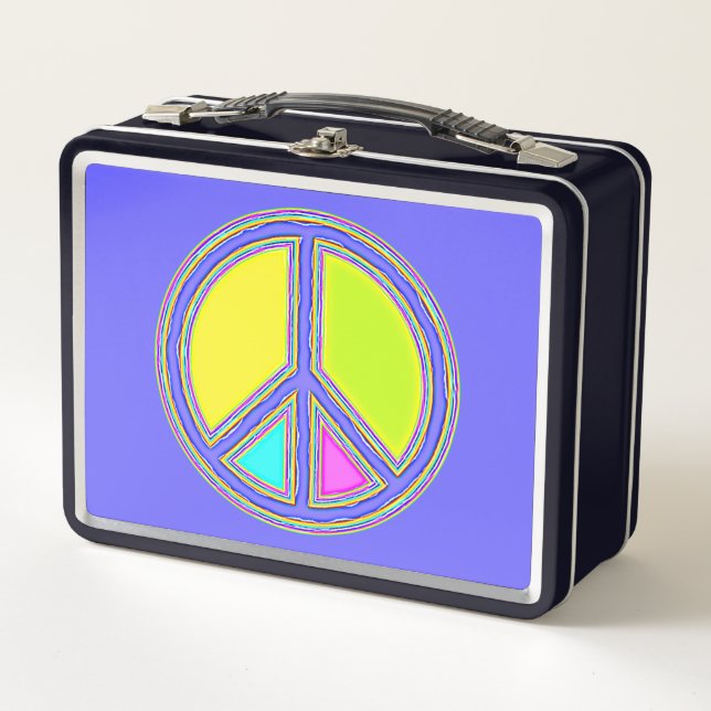 With Colours Filled PEACE Sign 1 Metal Lunch Box (Front)