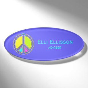 With Colours Filled PEACE Sign 1 Name Tag