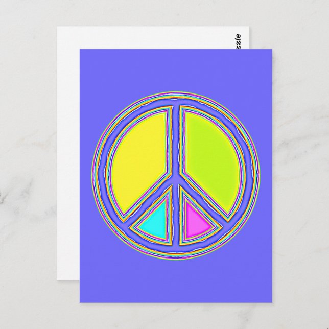 With Colours Filled PEACE Sign 1 Postcard (Front/Back)