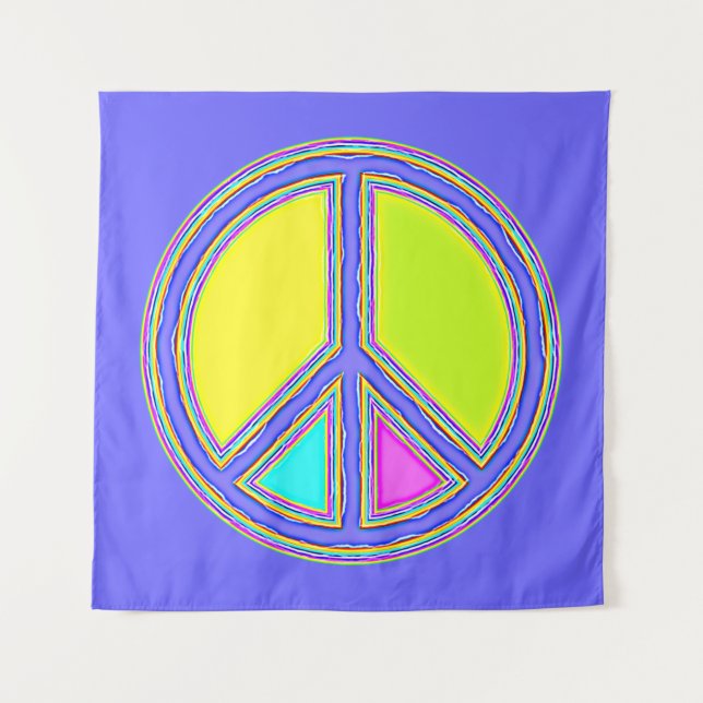 With Colours Filled PEACE Sign 1 Tapestry (Front)
