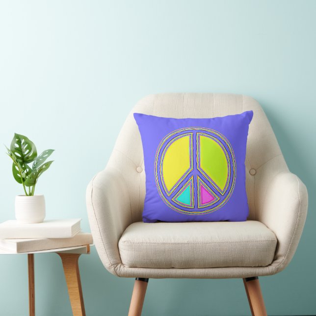 With Colours Filled PEACE Sign 1 Throw Pillow (Chair)