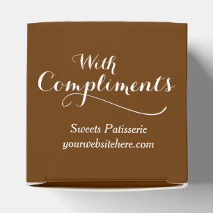With compliments company brown sample gift box