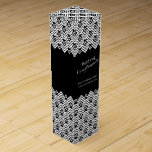 With Compliments promotional corporate wine box<br><div class="desc">Thank customers or clients with this simple graphic white and black corporate complimentary promotional box. Graphic chevron and dot patterned bold graphic style box, ideal for wine lovers to fill with your choice of wine. Reads With compliments, then you can add your company name and website or other details. Graphic...</div>