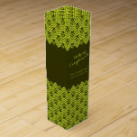 With Compliments promotional corporate wine box<br><div class="desc">Thank customers or clients with this simple graphic lime and green corporate complimentary promotional box. Graphic chevron and dot patterned bold graphic style box, ideal for wine lovers to fill with your choice of wine. Reads With compliments, then you can add your company name and website or other details. Graphic...</div>