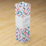 With Compliments promotional corporate wine box<br><div class="desc">Thank customers or clients with this graphic circle leaf spring tinted coloured pattern in mixed colours of orange, purple, blue, brown, grey and white wine box. Graphic circular leaf patterned bold graphic style box ideal for wine lovers to fill with your choice of wine. Reads with compliments then you can...</div>