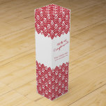 With Compliments promotional corporate wine box<br><div class="desc">Thank customers or clients with this simple graphic red and white with corporate complimentary promotional box. Graphic chevron and dot patterned bold graphic style box ideal for wine lovers to fill with your choice of wine. Reads with compliments then you can add your company name and website or other details....</div>