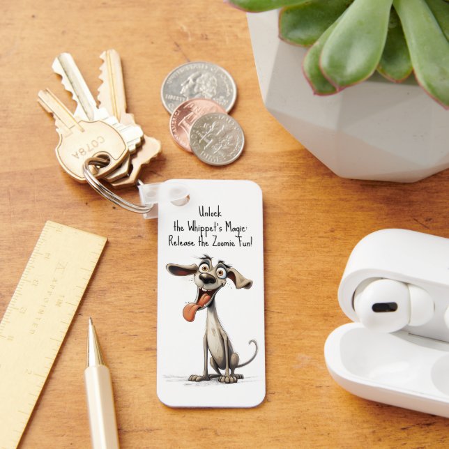 With custom text, 🐶crazy 🤪 whippet keychain (Desk)