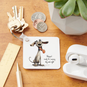 With custom text, 🐶crazy 🤪 whippet keychain