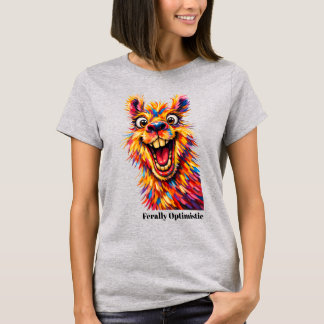 🐶With custom text, “Ferally Optimistic” Lama T-Shirt