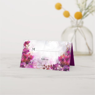 💍With custom text Fuchsia Enchantment Watercolor Place Card