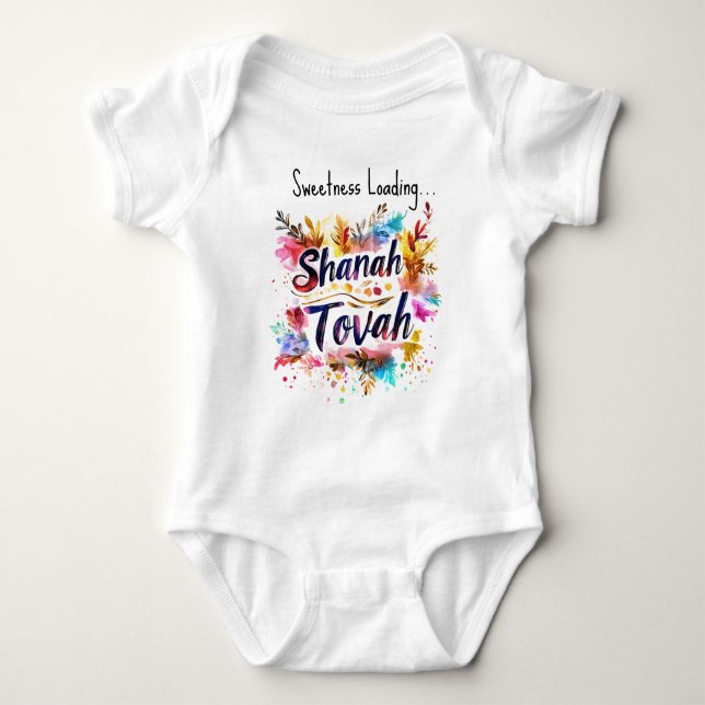 🍎🐝With custom text Sweetness Loading Baby Bodysuit (Front)