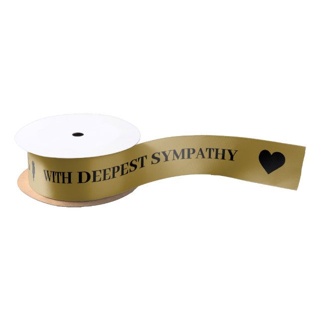 With Deepest Sympathy Antique Gold Ribbon   Satin Ribbon (Spool)