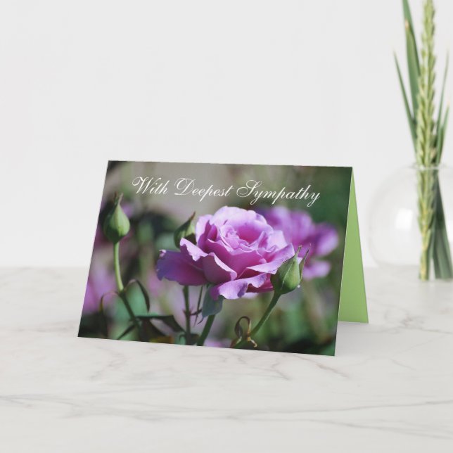 With Deepest Sympathy Blank Lavender Rose Card (Front)