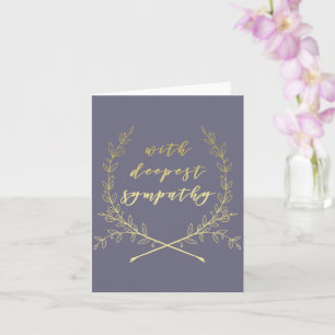 With deepest sympathy, Gold brush script Note Card